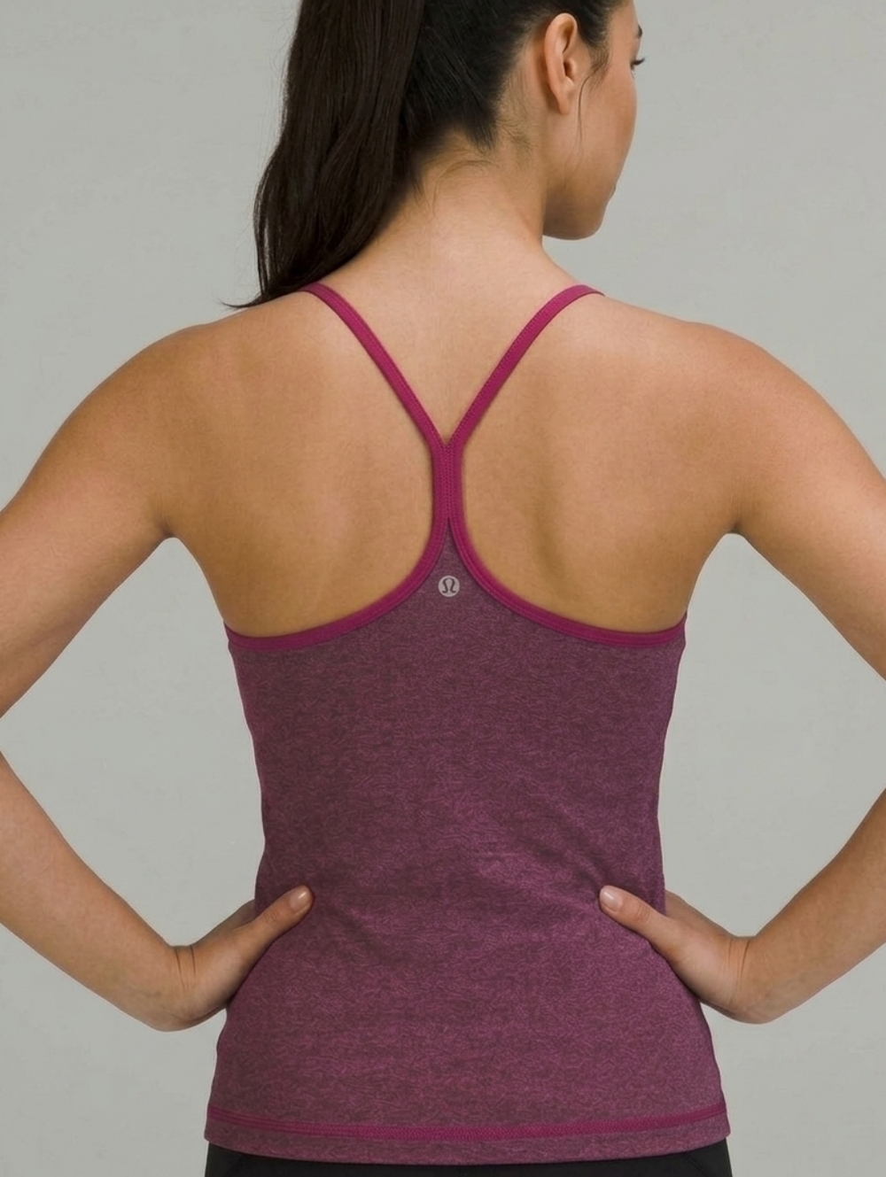 Lululemon Power Y Tank 8 Heathered Dark Berry Yoga Pilates Sporty Athleisure - Picture 2 of 8